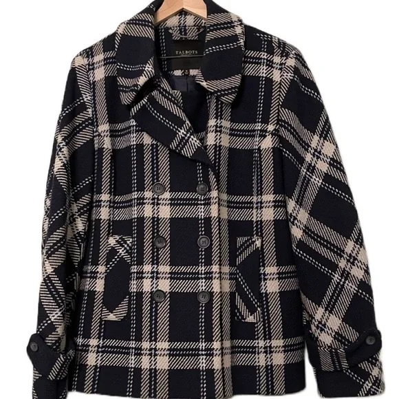 Talbots Women's Plaid Jacket - Black and White - Picture 1 of 9
